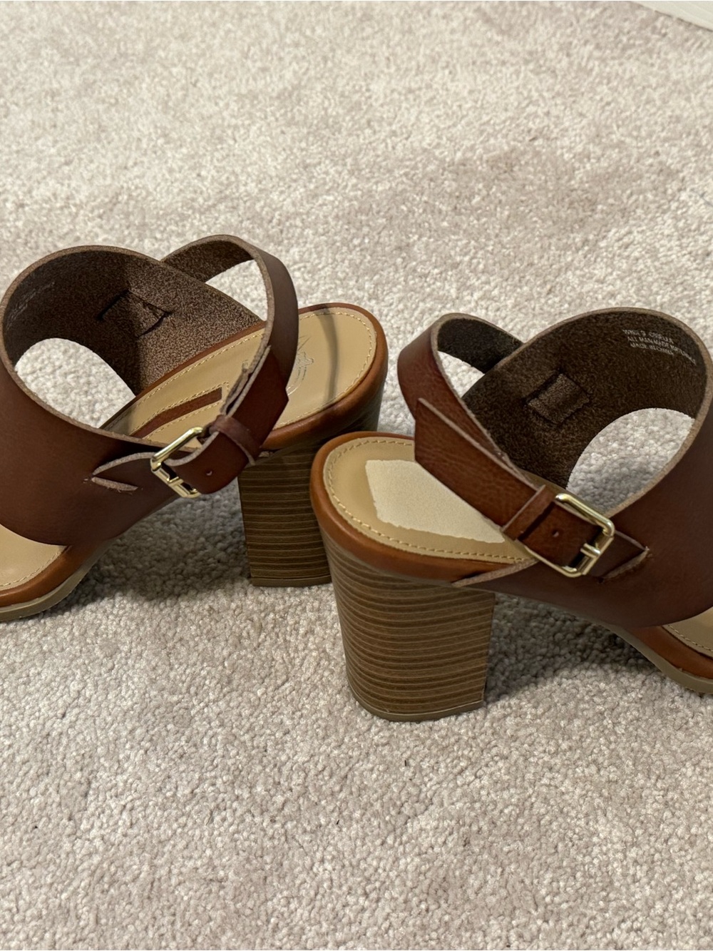 Chunky Brown Block Heel Sandal with Buckle Strap